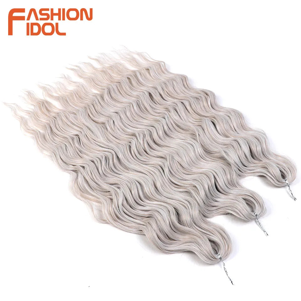 Anna Hair Synthetic Loose Deep Wave Braiding Hair Extensions 24 Inch Water Wave Braid Hair Ombre Blonde Twist Crochet Curly Hair