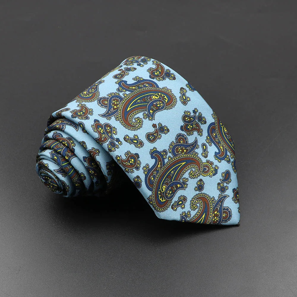 Men's Fashion Silk Tie 7.5cm Soft Novelty Necktie Blue Green Orange Color Ties For Men Dot Floral Bowtie Wedding Business Gift