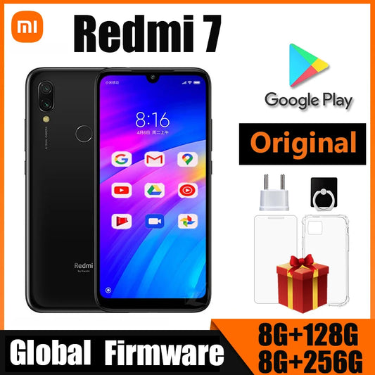 Xiaomi Redmi 7 сотовый телефон с чехлом для телефона, двойной SIM-слот сотовый телефон Android сотовый телефон с двойной камерой глобальная ПЗУ