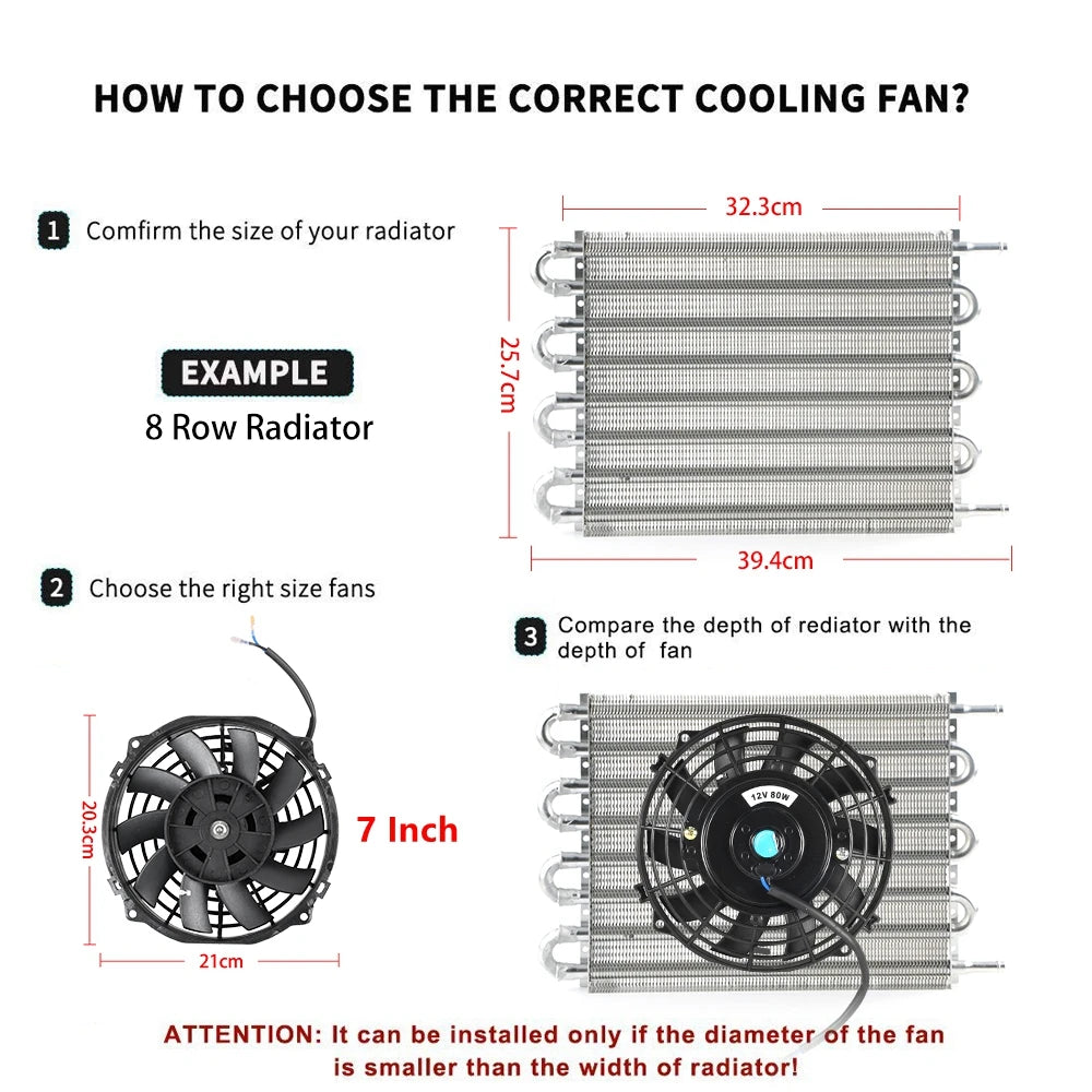 Universal 7/9/10/12/14 Inch 12V 80W 2100RPM Car Air Conditioning Electronic Radiator Cooling Fan Blade Electric Cool MountingKit