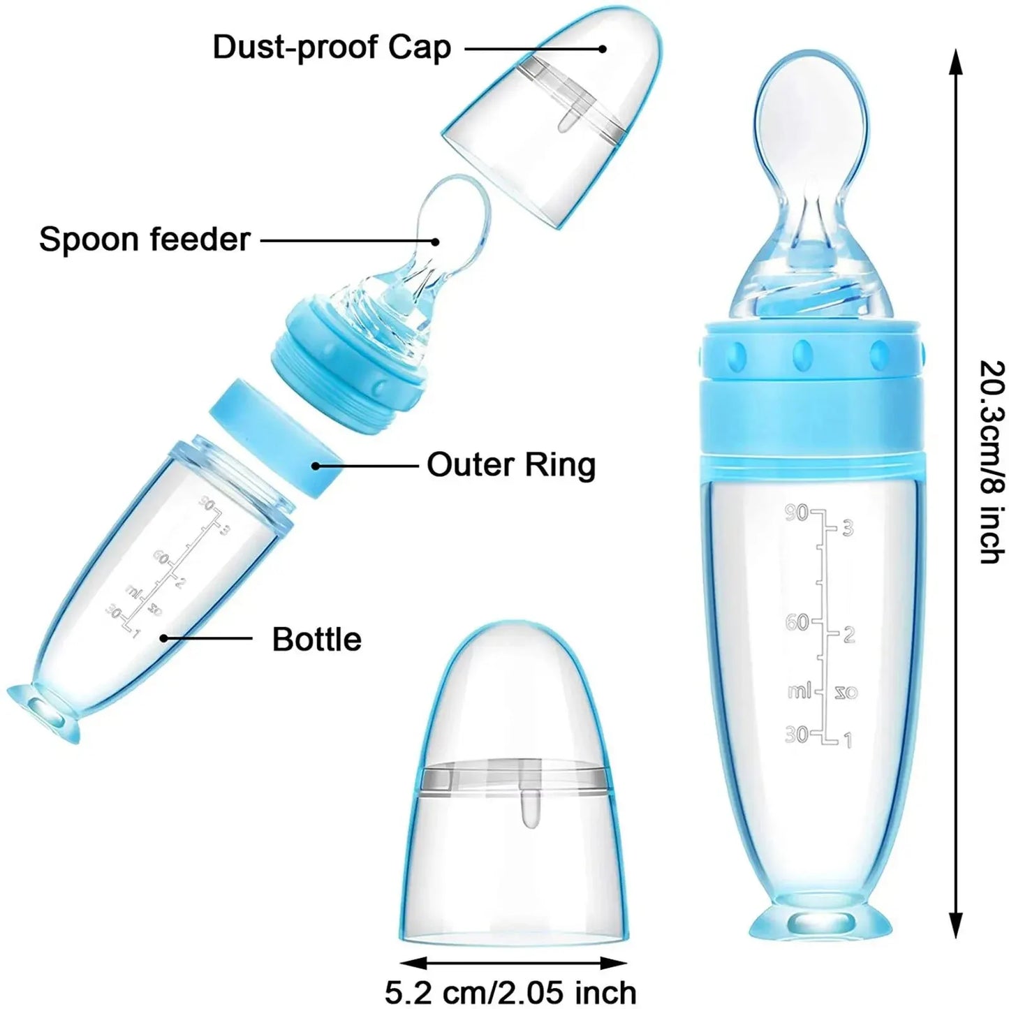 Depressible Silicone Bottle Feeding Safe Baby Feeding Toddler Squeeze Feeding Spoon Milk Bottle Training Feeder Food Supplement