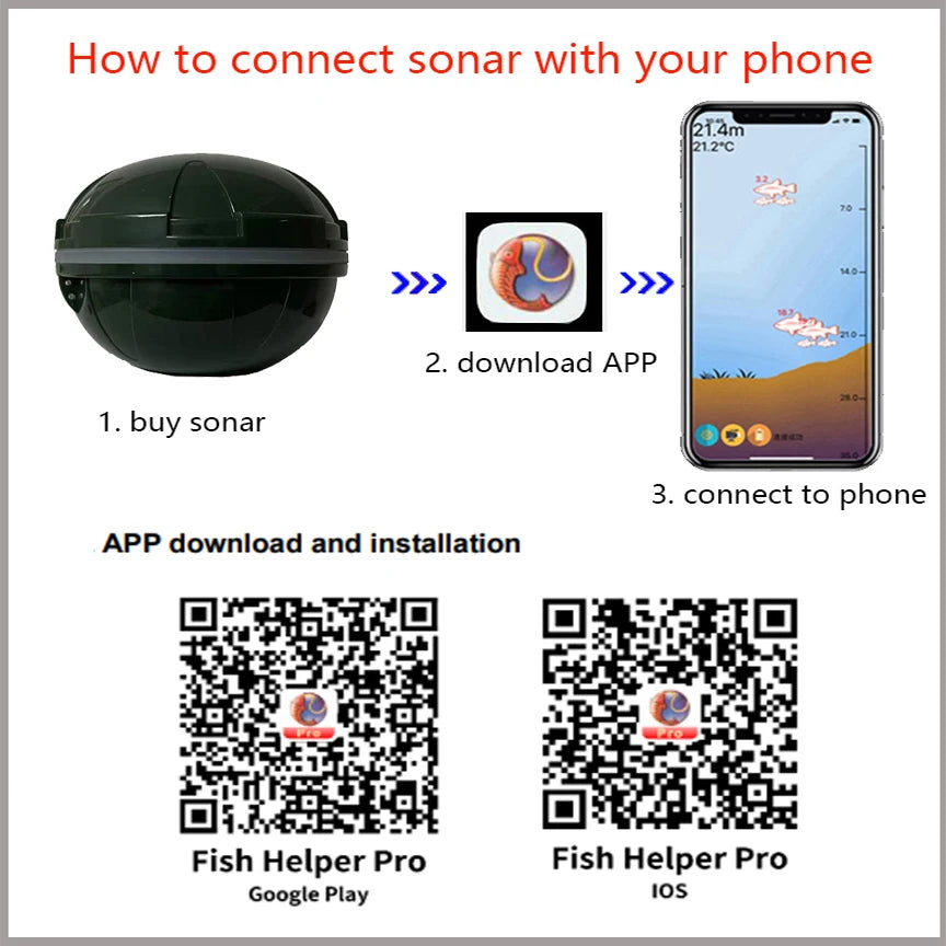 شحن مجاني العلامة التجارية الجديدة الذكية Fish Finder Sonar Android &amp; IosFish Finder Bluetooth Intelligent Fish Visual Fishing