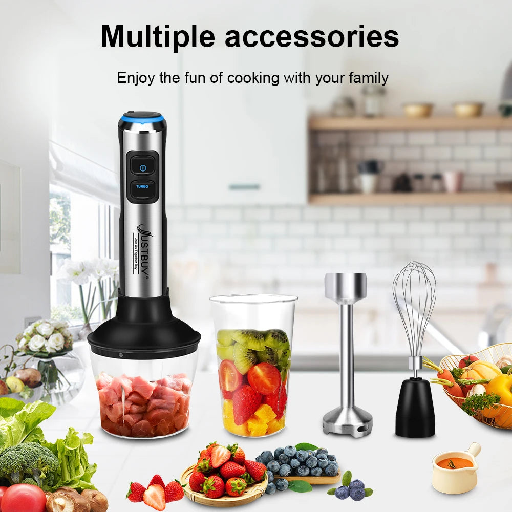 Led Light Baby Food Processor 1500W 6/4 in 1 Electric Stick Hand Commercial Blender Egg Whisk Mixer Juicer Meat Grinder