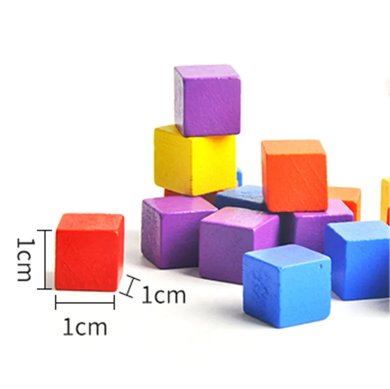 50Pcs/lots 10mm Wood Cubes Colorful Dice Chess Pieces Right Angle For Token Puzzle Board Games Early Education Free shipping