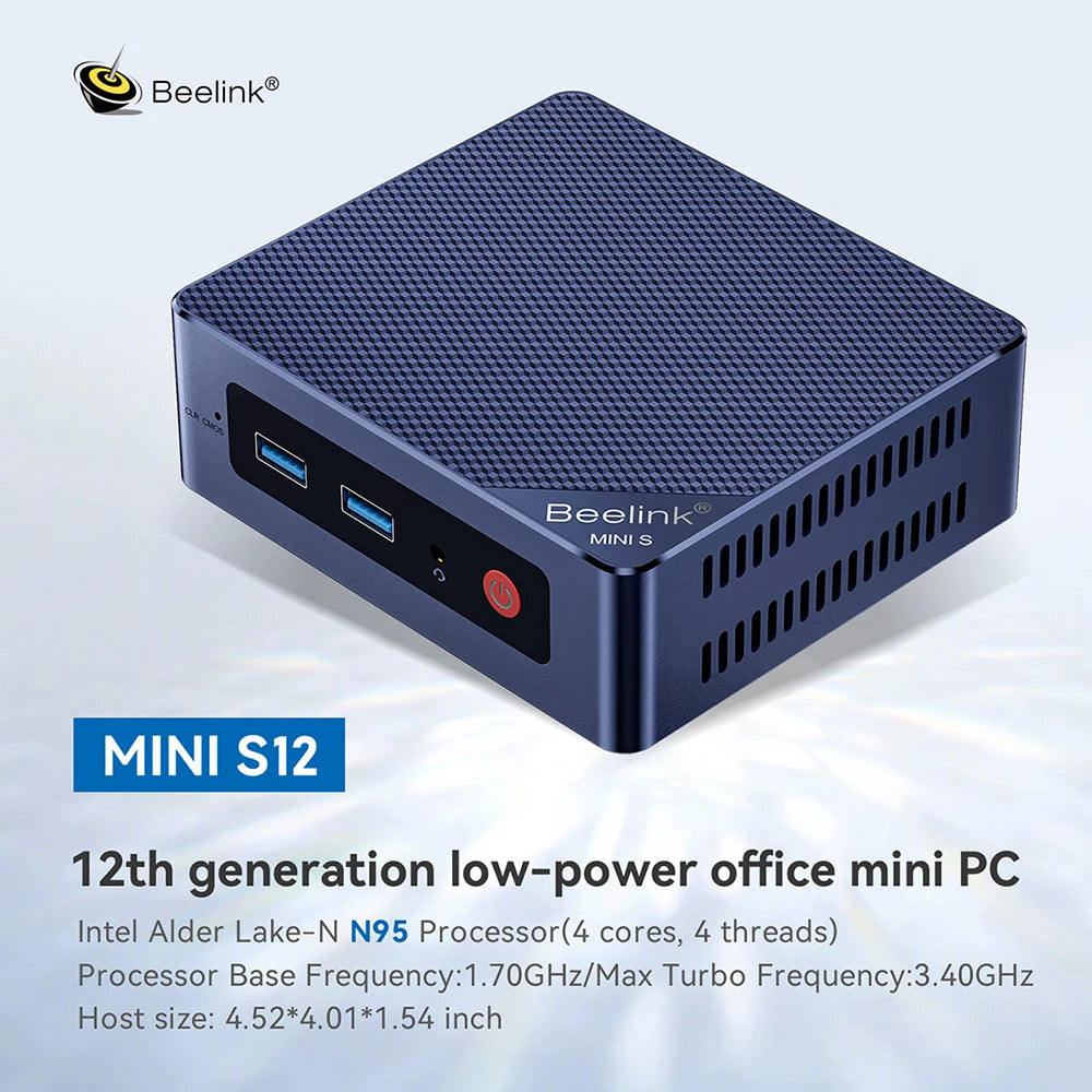 Beelink Mini S Intel 11th Gen N5095 Мини-ПК N100 S12 Pro DDR4 8 ГБ 128 ГБ SSD Настольный игровой компьютер N95 VS GK3V J4125