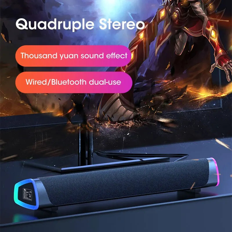 4D Computer Speaker Bar Stereo Sound Subwoofer Bluetooth Speaker For Macbook Laptop Notebook PC Music Player Wired Loudspeaker