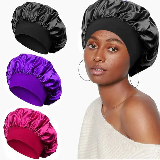 Large Satin Bonnet Silk Bonnet Hair Wrap for Sleeping Sleep Cap with Elastic Soft Band Big Bonnets for Women Hair Care Caps