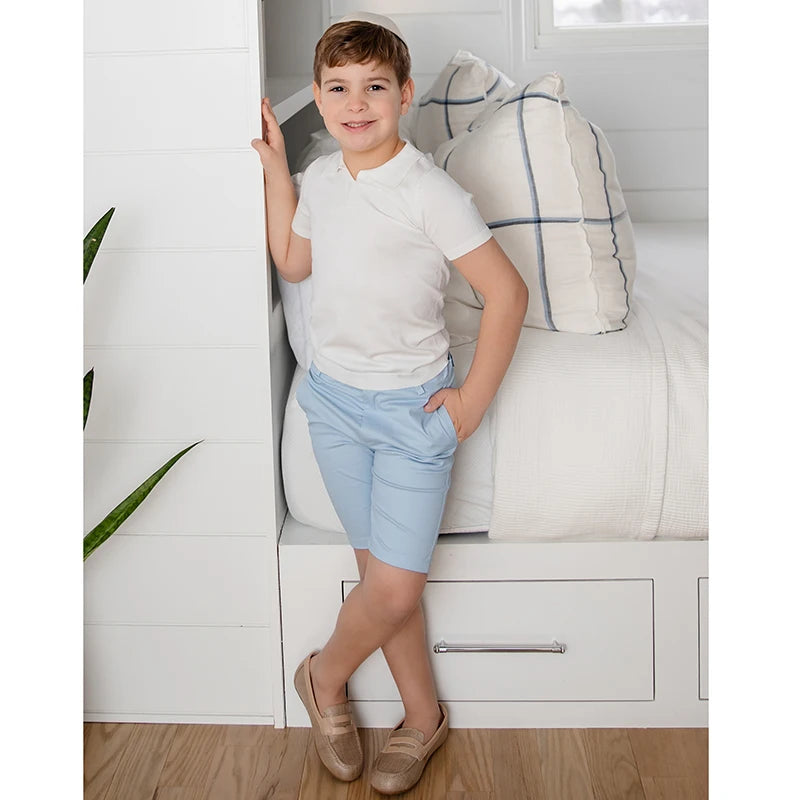 AP Boys 2024 New Style Boys Silk Tencel Knitting Polo Shirt Kids Cotton Short Pants , #6605