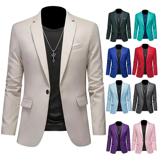 Boutique Fashion Solid Color High-end Brand Casual Business Men's Blazer Groom Wedding Gown Blazers for Men Suit Tops Jacke Coat