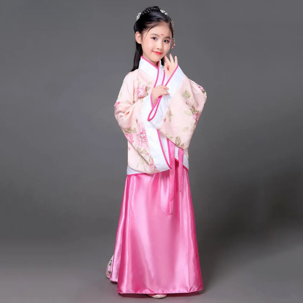 Ancient Kids Traditional Dresses Chinese Outfit Girls Costume Folk Dance Performance Hanfu Dress for Children