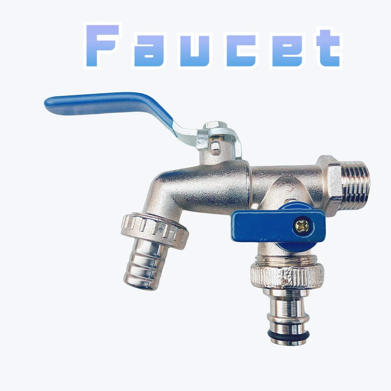 1/2'' 3/4'' Double Head Water Faucet Water Splitter Connector Coupling Adapter Valve Switch Garden Hose Irrigation Tap Joint