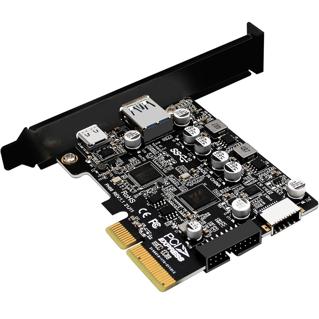 Карта адаптера PCIe3.0 - USB3.2 Type-C Front 10Gbps PCI Express PCI-E USB 3.2 Контроллер Дополнительная карта TypeE 19P/20P Карта расширения