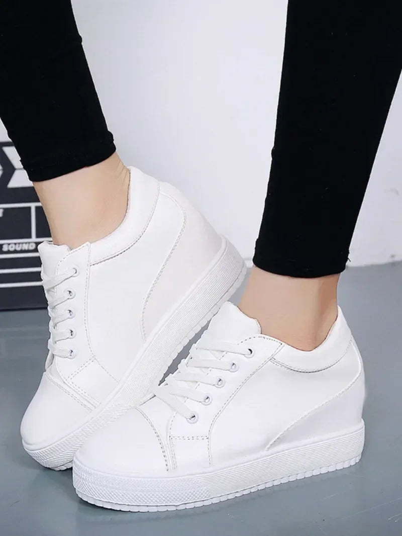 New White Hidden Wedge Heels Sneakers Casual Shoes Woman High Platform Shoes Women's High Heels Wedges Shoes for Womenbn