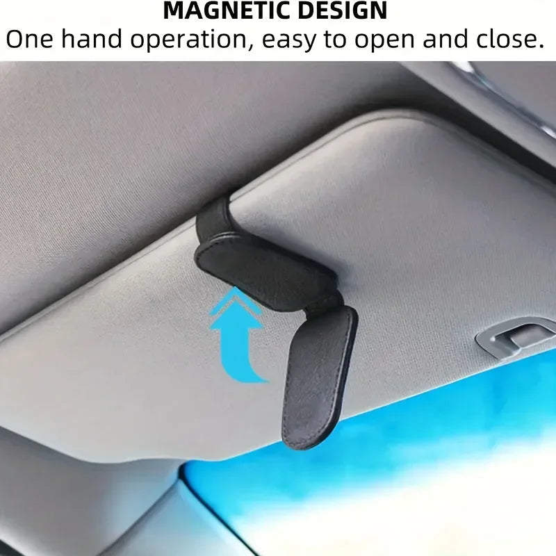 1Pcs sunglasses holder is suitable for car sunshades - magnetic leather sunglasses clip and ticket clip - car sunshade accessori