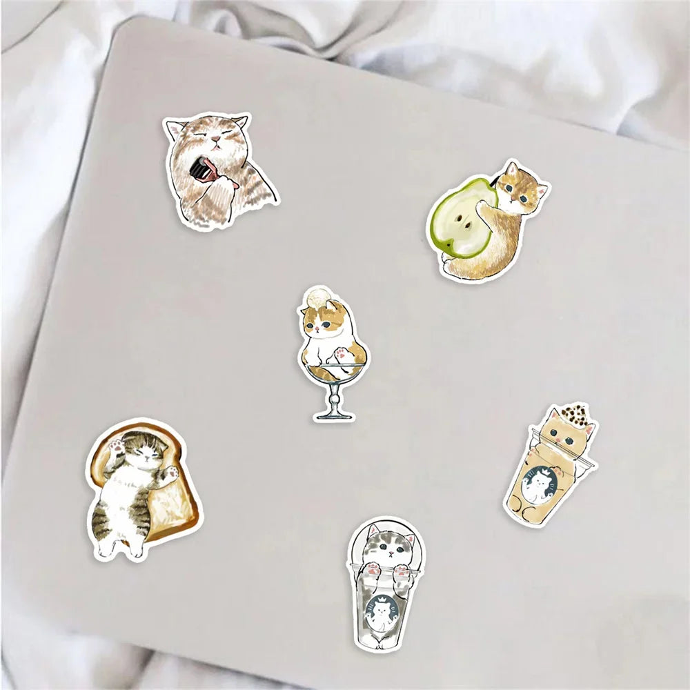 10/30/50PCS Super Cute Kitten Cartoon Sticker For Luggage Laptop IPad Cup Skateboard Journal Gift Waterproof Sticker Wholesale