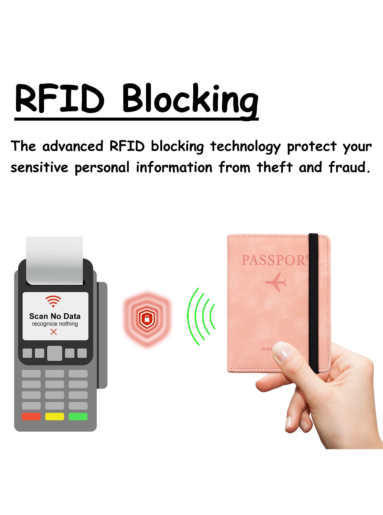 حافظة جواز السفر مع غطاء جلدي لحجب RFID وحافظة بطاقات إكسسوارات السفر للنساء والرجال