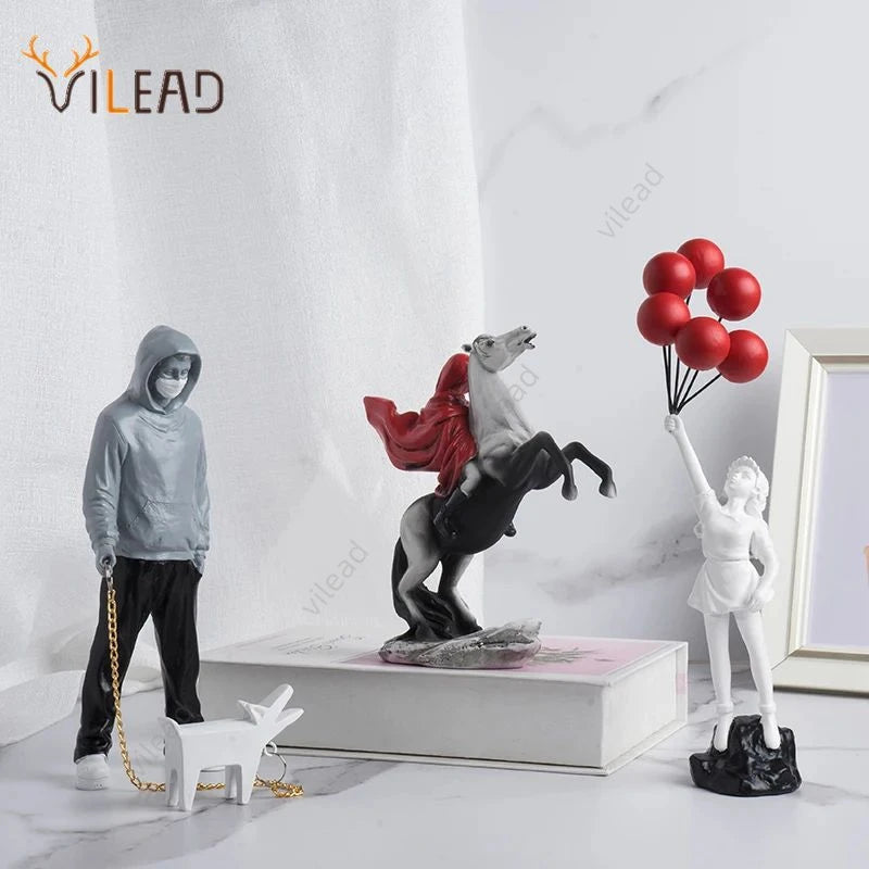 مجموعة منحوتات Vilead Banksy تمثال قاذف الزهور فن البوب ​​الحديث بالون فتاة تمثال مكتب ديكور المنزل الشارع