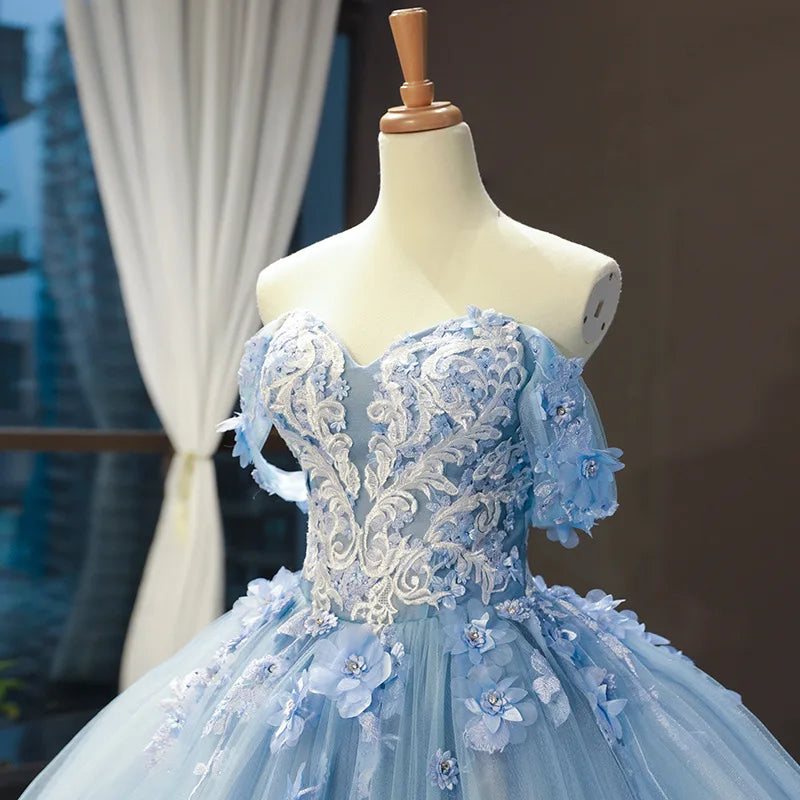 2023 New Off Shoulder Quinceanera Dresses Sweet Party Dress Elegant Prom Gown With Trian Calssic Ball Gown Customize For Girls