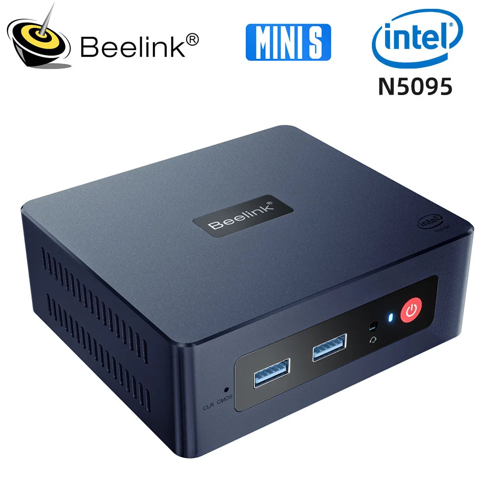 كمبيوتر ألعاب سطح المكتب Beelink Mini S Intel 11th Gen N5095 Mini PC N100 S12 Pro DDR4 8GB 128GB SSD N95 VS GK3V J4125