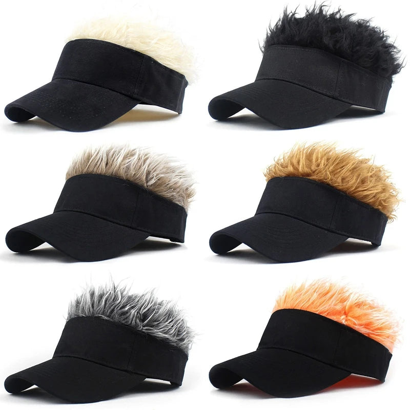 Novelty Baseball Cap Wig Sunshade Cap Men Hip-hop Hat Band Wig Baseball Cap Sports Casual Fashion New Hat Men