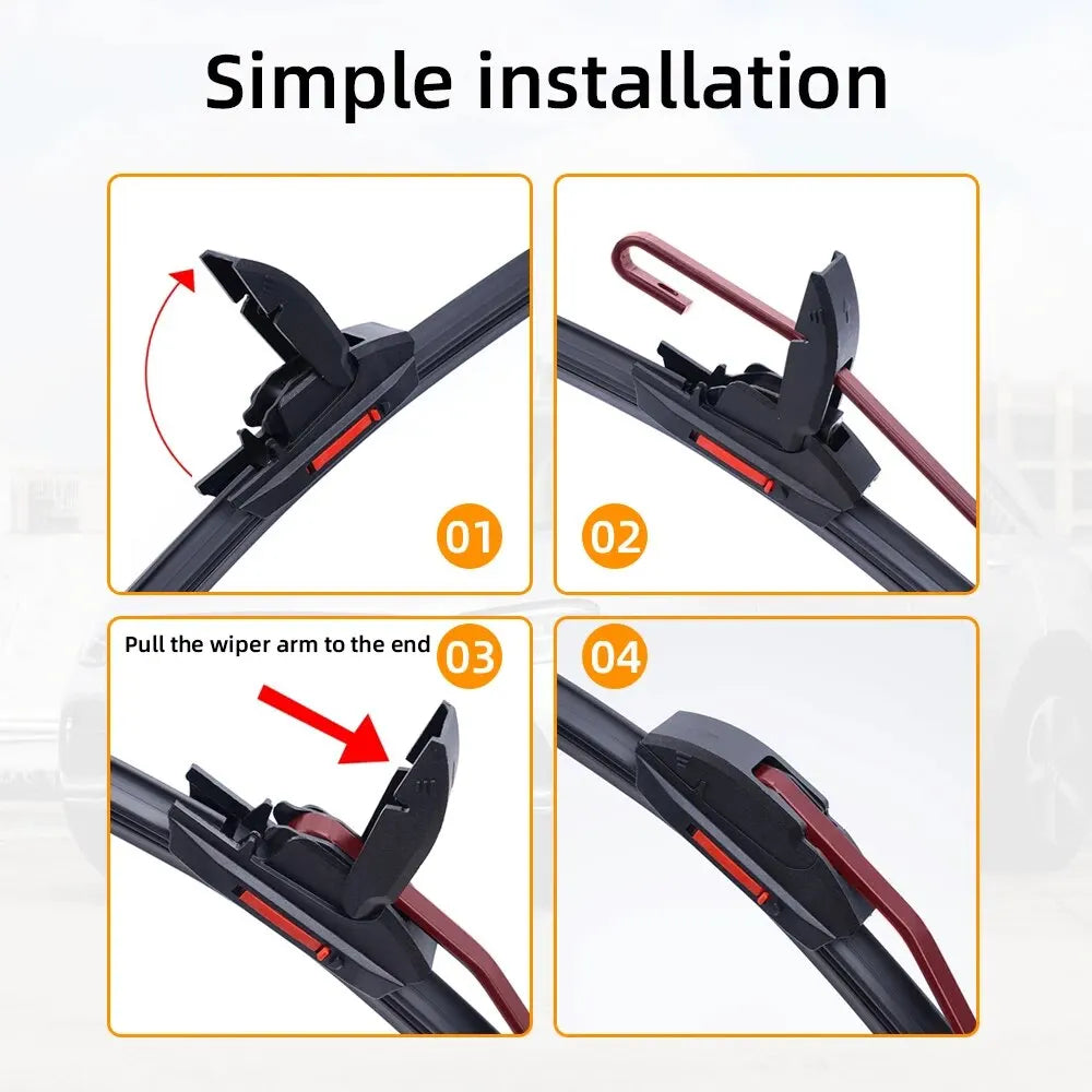 Universal Car Windshield Wiper Blades Double Layer Soft Rubber Automotive Replacement Wipers Easy to Install 18" 22" 24" 26"