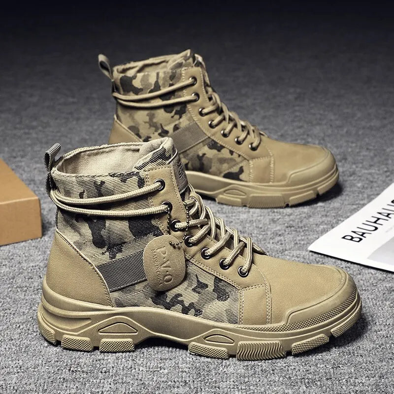 أحذية رجالية من مجموعة Camo Martin Boots، أحذية عمل كاجوال قصيرة مناسبة لفصل الخريف/الشتاء للرجال