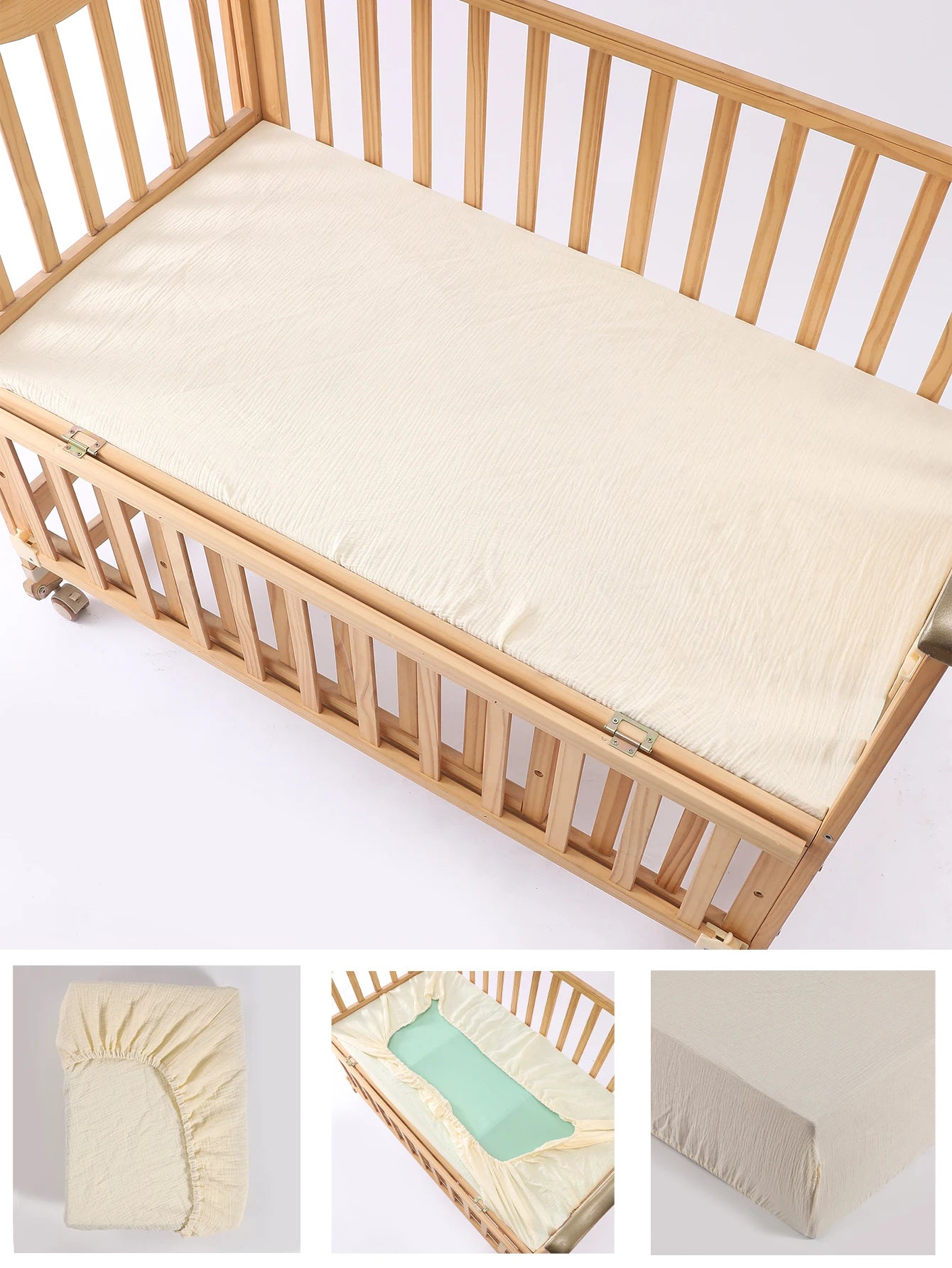 2pcs/Set Boho Neutral Rainbow Muslin Mattress Crib Sheets Cotton Fitted Baby Crib Sheet for Girls and Boys