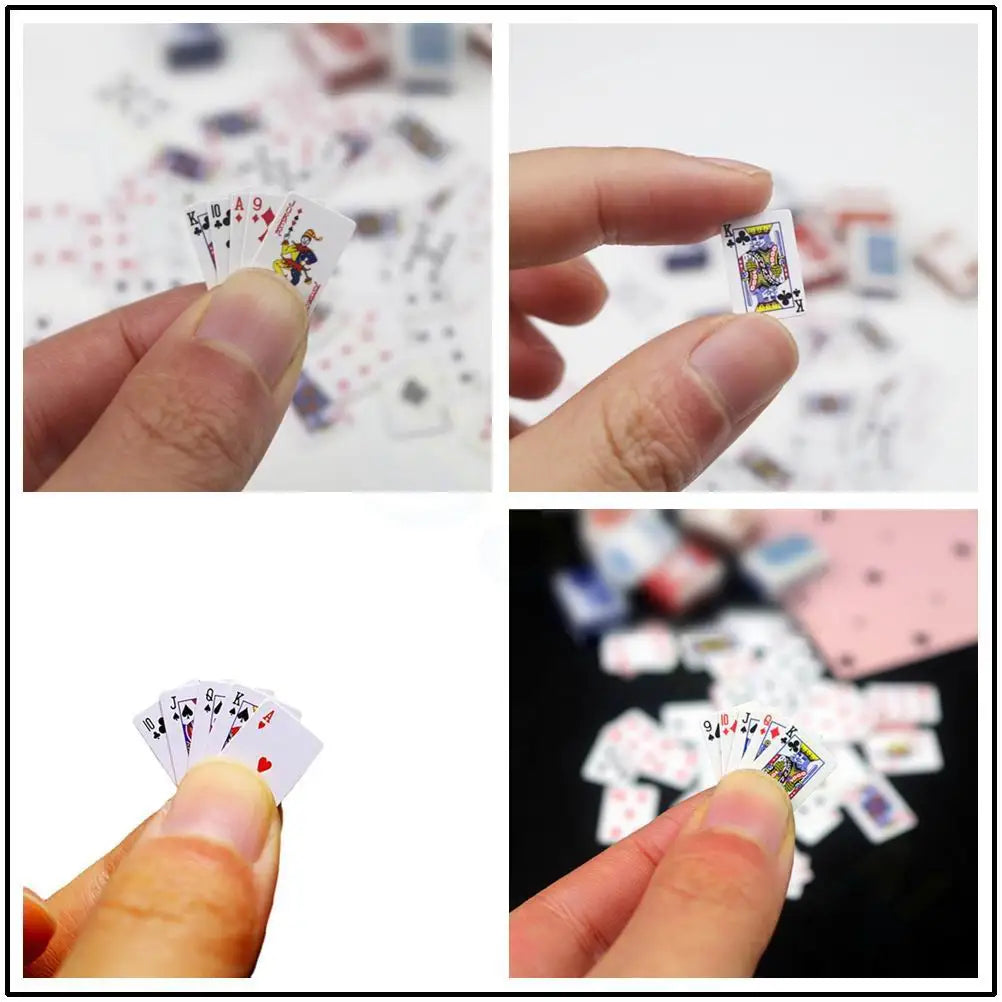 Cute MINI Miniature Games Poker MINI Playing Cards 15X10mm Miniature For Dolls Accessory Home Decoration High Quality Card Game