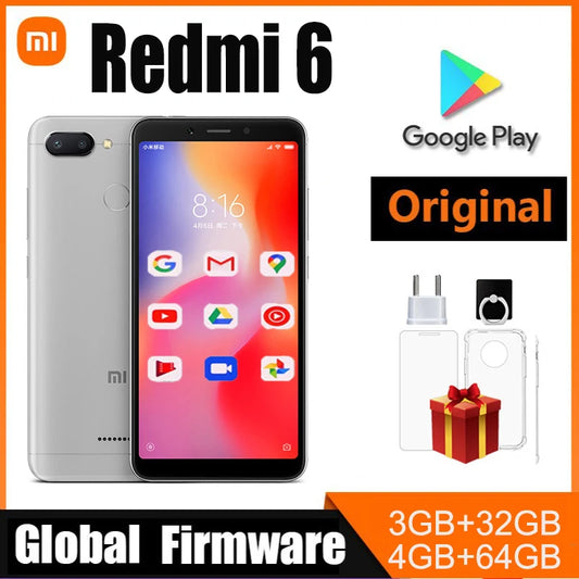 Xiaomi Redmi 6 Смартфон GooglePlay Мобильный телефон 5.45" Полный экран AI Faceing