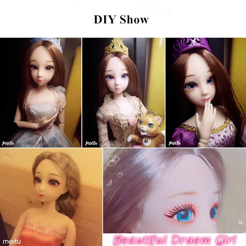 30cm Doll Toys for Girls 1/6 BJD Dolls Body Make-up 3D Eyes Beautiful Princess Baby Girl Dolls Plastic DIY Toy for Girls