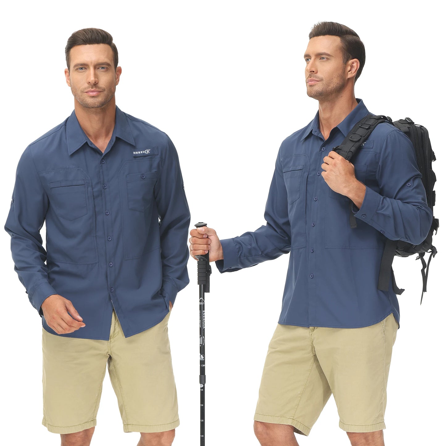 Men's Fishing Shirts Casual Cargo Hiking Shirt Long Sleeve UPF 50+ Button Down Tactical Shirts Men's Blouse for Working Hiking