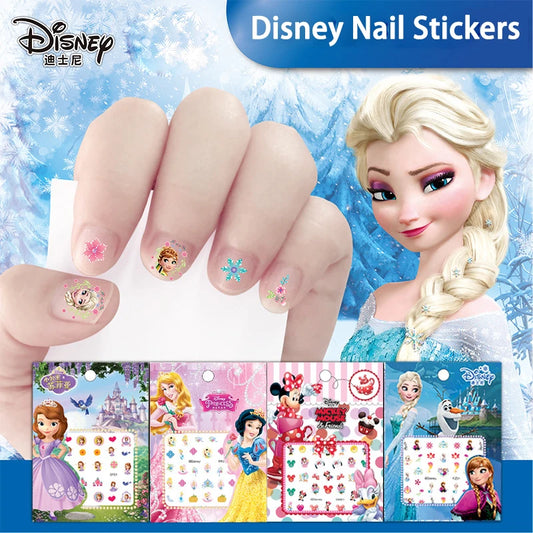 Disney Cartoon Frozen Princess Pooh Bear Snow White Nail Stickers Minnie Mickey Mermaid Stitch Stickers Toy For Kids DIY