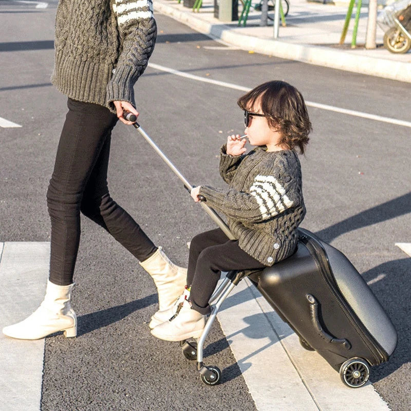 Children‘s suitcases on wheels can sit kids rolling luggage Trolley Case Lazy Walk ride Travel Suitcase for baby