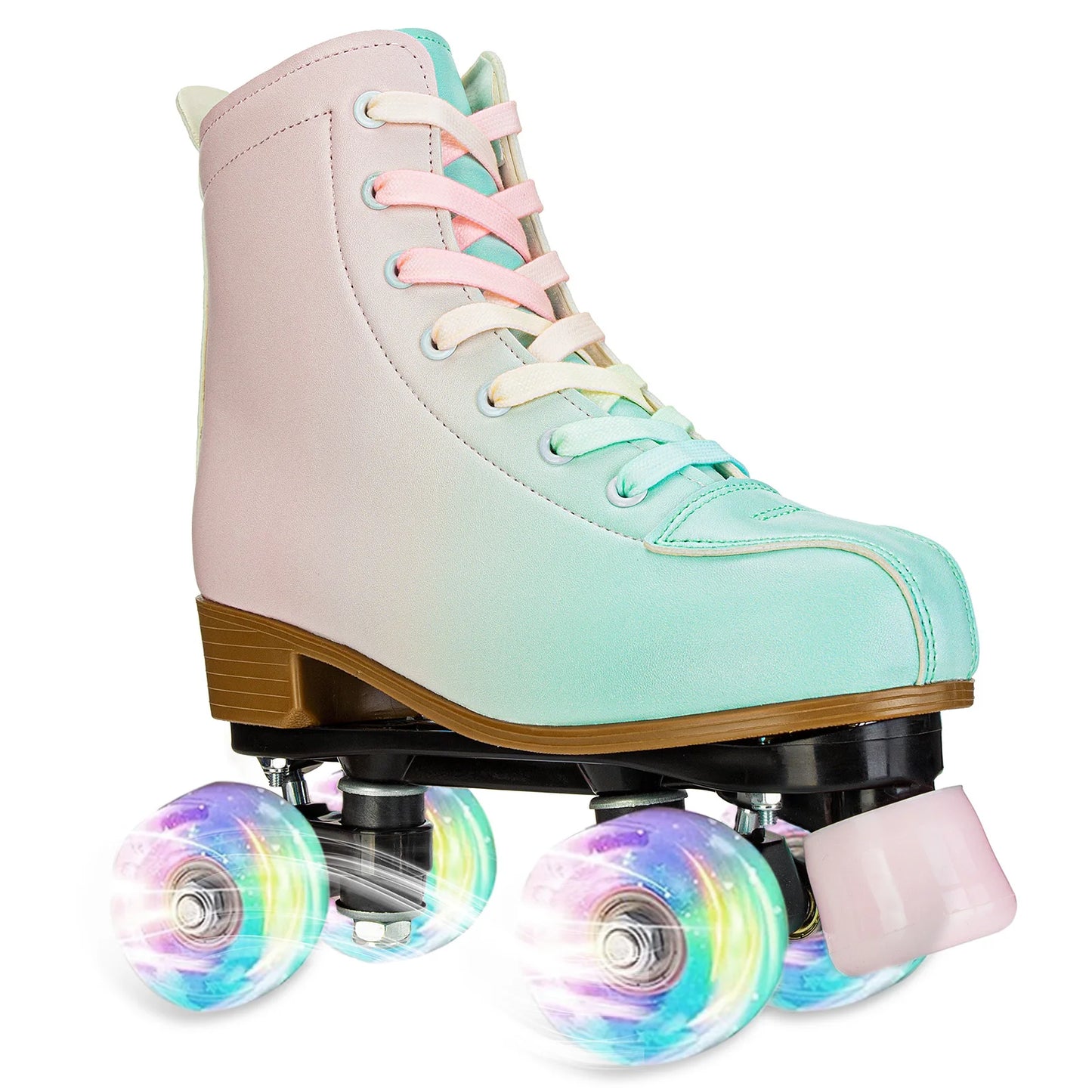 New PVC PU Leather Double Row Roller Skates Inline Skate Shoes 4 Wheels Sneakers For Women Men Adults Outdoor Sports Ice Skating