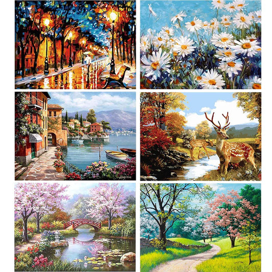 GATYZTORY 40×50CM DIY Painting By Numbers Landscape Picture Colouring Zero Basis HandPainted Oil Painting Unique Gift Home Decor