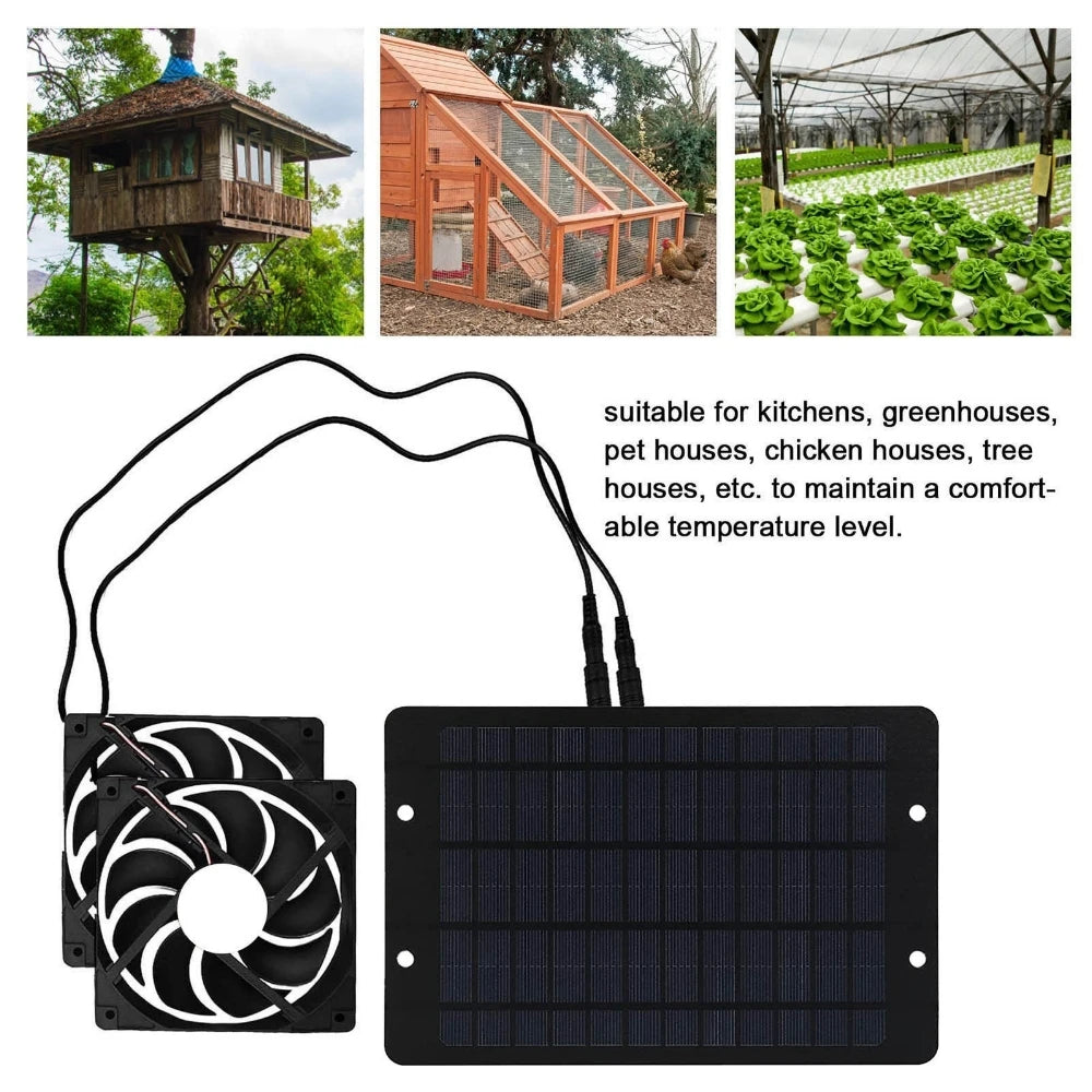 12V Solar Exhaust Fan 6 Inch Mini Ventilator Solar Panel Powered Fan Air Extractor for Dog Chicken House RV Greenhouse Fan