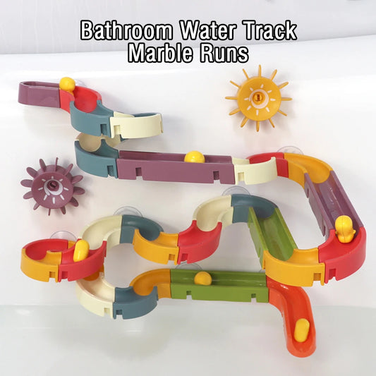 Marble Runs Baby Item Bath Toys DIY Assembled Slide Track Bathroom Shower Bath Toy Ball Bearing Slider Water Games Kids Gift