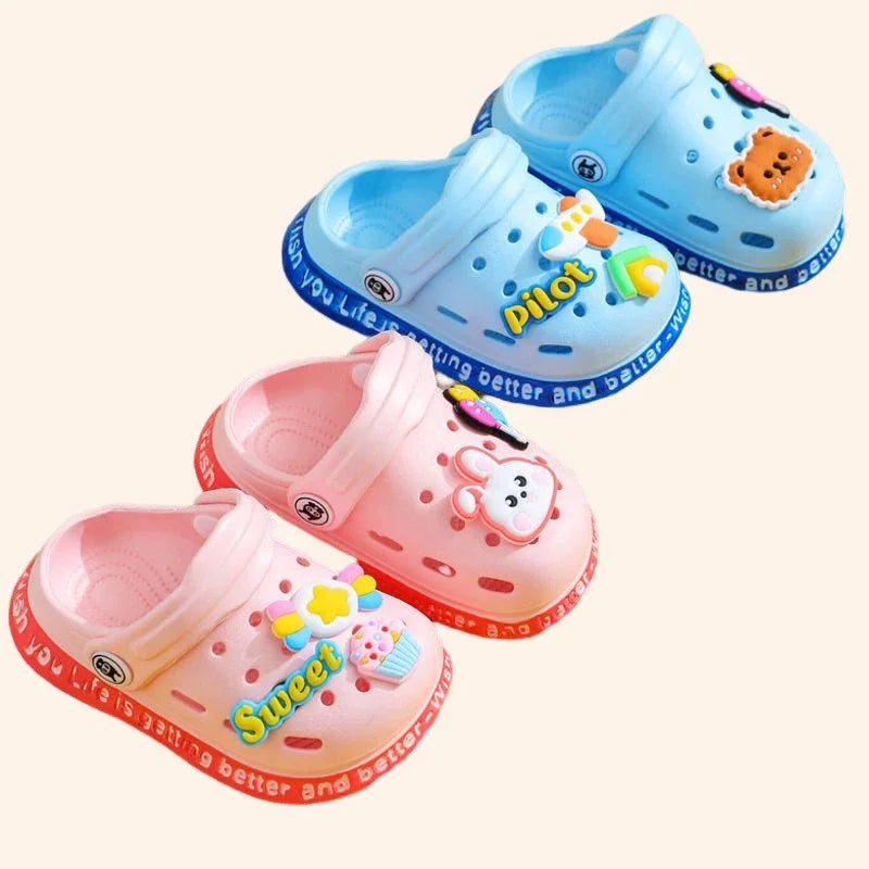 Summer Kids Sandals Hole Children's Shoes Slippers Soft Anti-Skid Cartoon DIY Design Hole Baby Shoes Sandy Beach For Boys Girls