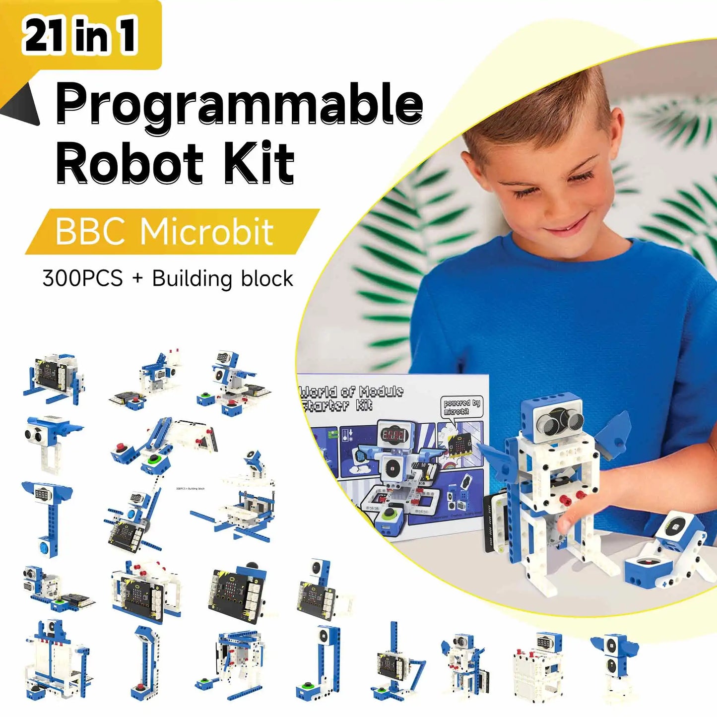 Yahboom 21 в 1 Microbit V2 Robotics Kit DIY Electronic Sensor Kit Программируемая игрушка для детей Поддержка MakeCode Python Programming