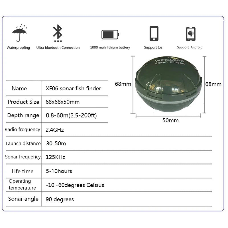 Free Shipping Brand New Smart Phone Fish Finder Sonar  Android & IosFish Finder Bluetooth Intelligent  Fish Visual Fishing