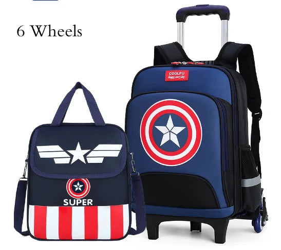 Kids Primary School wheeled backpack set with handbag School Trolley Backpack Bag Set School Rolling Luggage Backpack for Boys