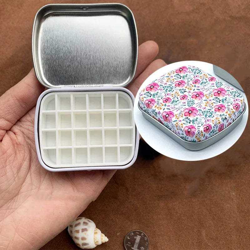 Empty Mini Watercolor Box 12/24grid  Portable Watercolor Palette Travel Painting Sketch Moisturizing Box Paint Box Art Supplies