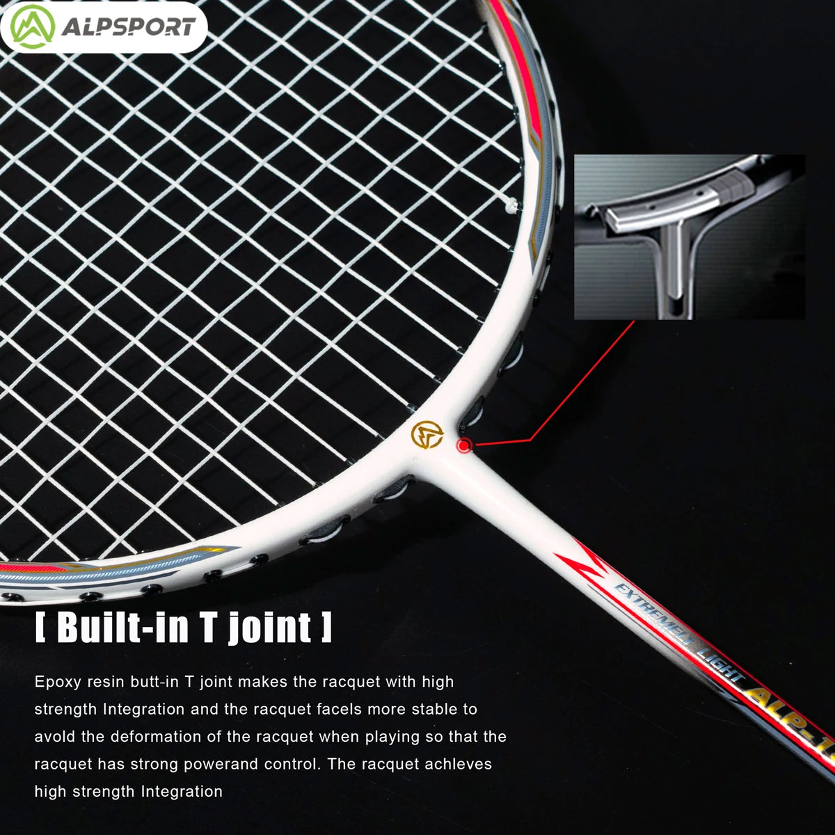 مضرب تنس الريشة Alpsport AIR 10U Ultralight 52g T800 سريع الارتداد مستورد بحد أقصى 28 رطلاً من ألياف الكربون + مضرب تنس الريشة من التيتانيوم