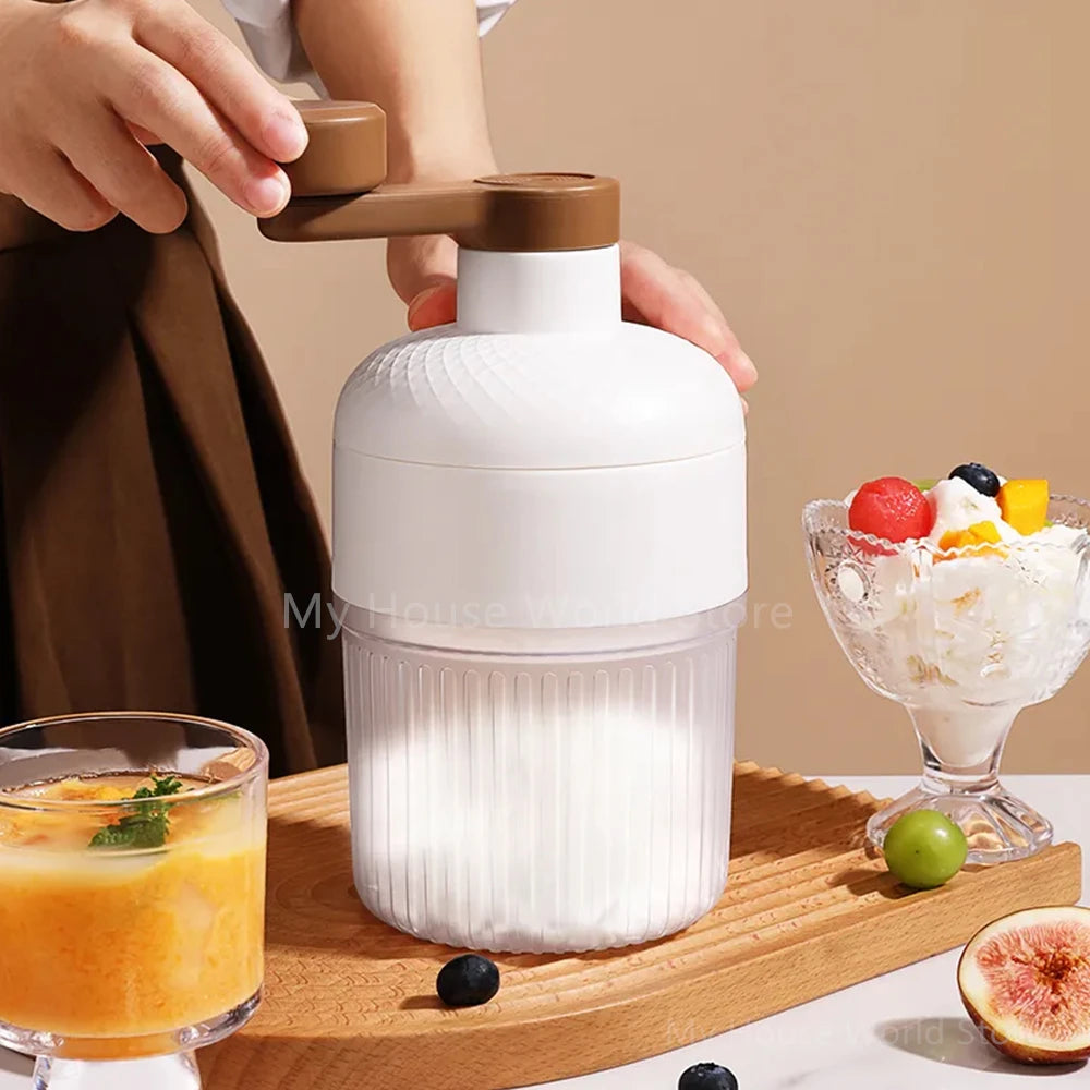 Shaved Ice Machine Mini Ice Crusher Hand Operated Shaved Ice Milkshake Maker Household Portable Small Hail Machine Kitchen Tool