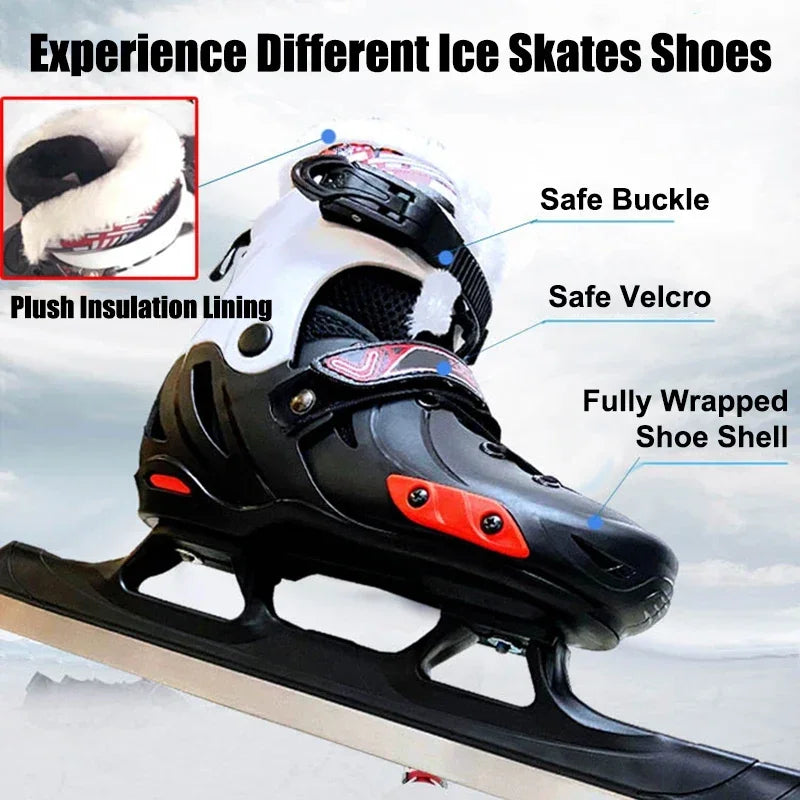 Ice Skating Shoes Speed Skating Size Adjustable Skating Shoes Winter Adult Child Thermal Warm Thicken Ice Figure Skates Shoes