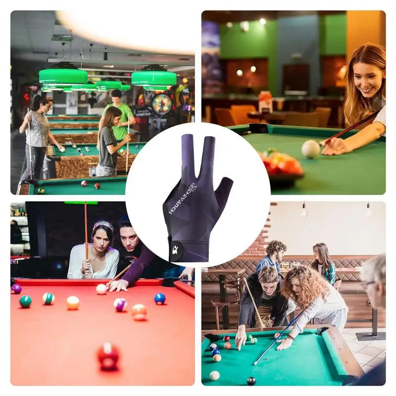 Billiards Glove Left Hand Three Finger Snooker Billiard Glove Non Slip Stickers Elasticity Billiard Training Gloves Accessories