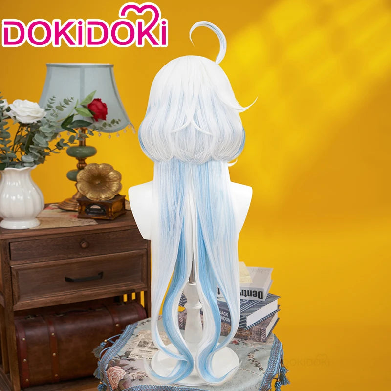 IN STOCK Focalors Wig Game Genshin Impact Cosplay DokiDoki Fontaine Furina Hydro Women Blue Wefts Furina Beaded Eyelashes