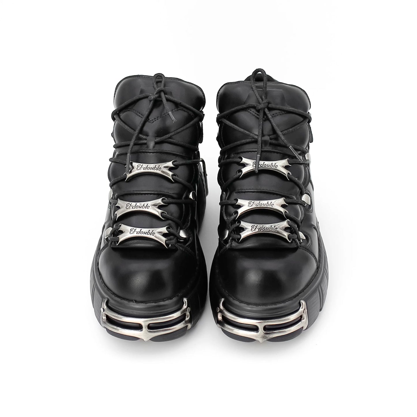 2023 NEW Punk Style Women Shoes Lace-up heel height 6CM Platform Shoes Woman Gothic Ankle Rock Boots Metal Decor Woman Sneakers