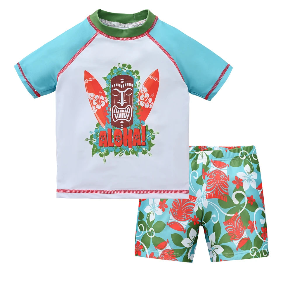 Kids Boy Swimsuit Cool Print 2 Pcs/lot 1-7 Years Summer Children Board Shorts Children Boys Swimwear Beach Surfing