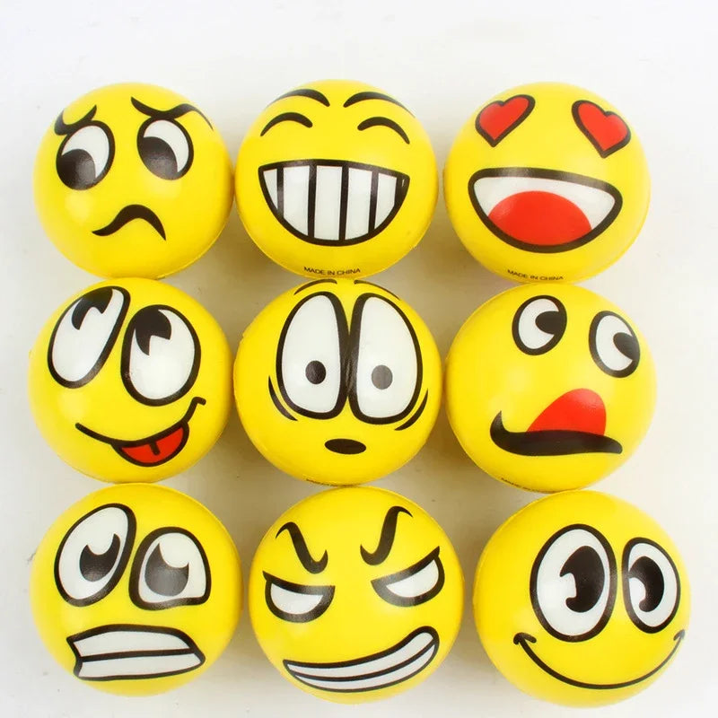 6Pcs/lot 6.3cm Smiling Foam Ball Squeeze Stress Ball Relief Toy Hand Wrist Exercise Face PU Toy Balls For Children